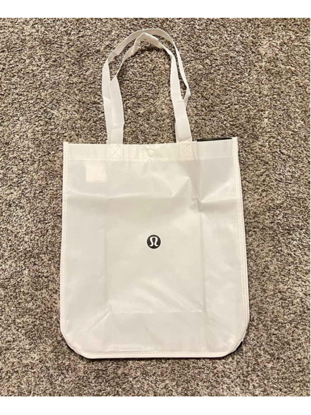 Lululemon White & Black Large Reusable Tote Bag